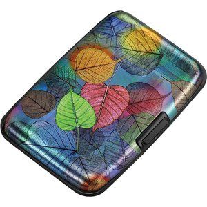 Men Women Colorful Leaves Wallet Business Card Case Metal ID Case